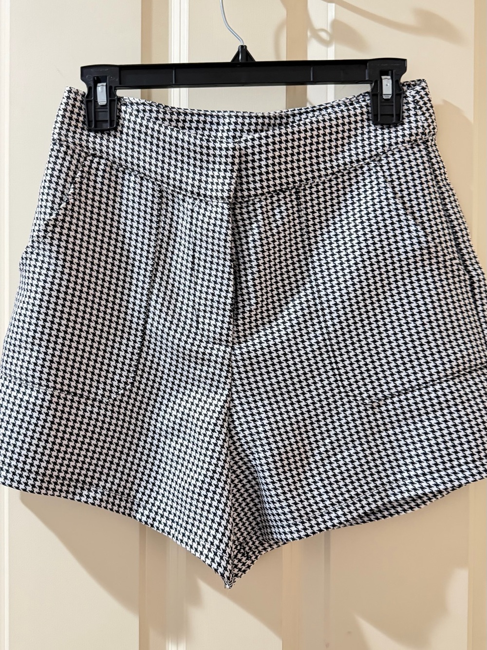 TCEC Black & White Houndstooth High-Rise Shorts